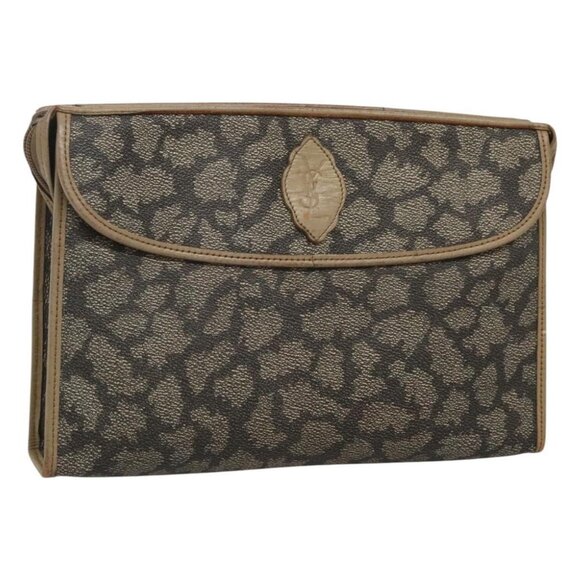 SAINT LAURENT Clutch Bag PVC Beige Auth ar13391 - Picture 1 of 16
